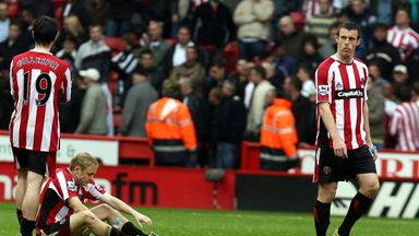 Sheffield United were relegated from the Premier League on the final day of the 2006/07 season after losing to Wigan - who remained in place.